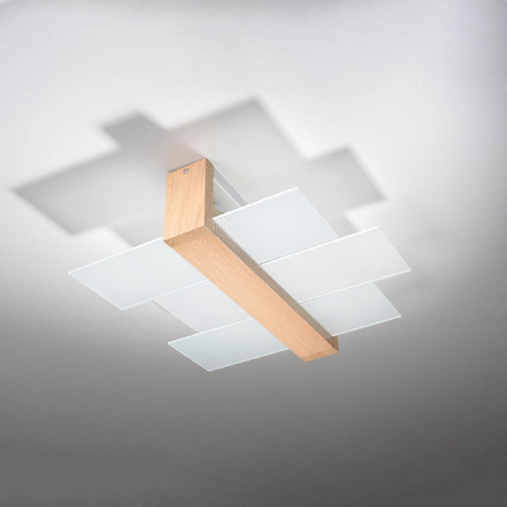 Plafondlamp Feniks Sollux Naturel LxBxH 50x20x20 Hout, Glas Nnb