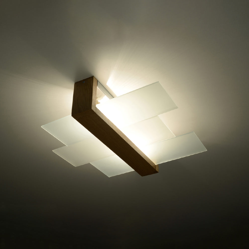 Plafondlamp Feniks Sollux Naturel LxBxH 50x20x20 Hout, Glas Nnb