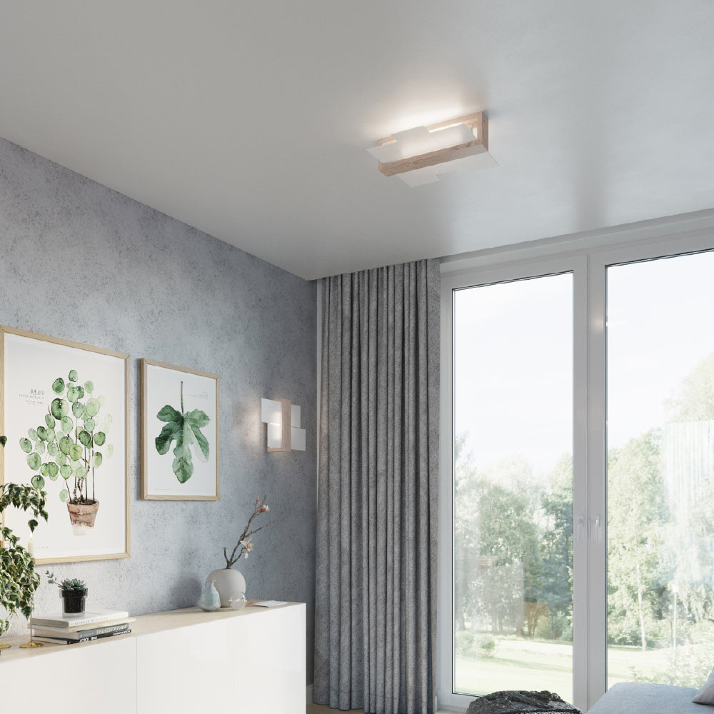 Wandlamp Feniks Sollux Naturel LxBxH 50x20x20 Hout, Glas Nnb