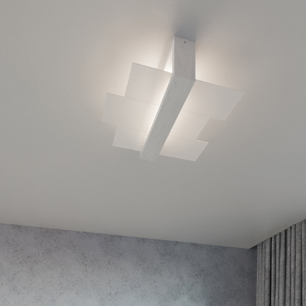 Wandlamp Feniks Sollux Wit LxBxH 50x20x20 Hout, Glas Nnb
