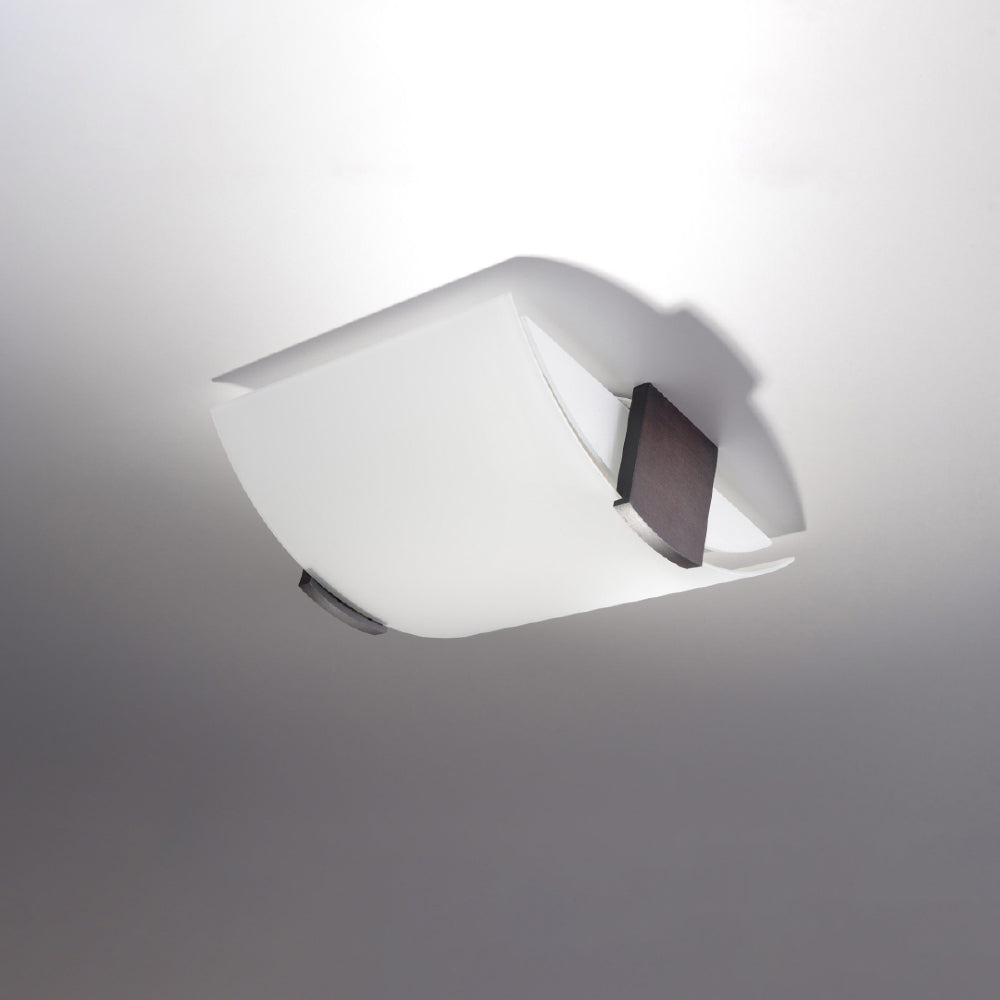 Plafondlamp Emilio Sollux Wit, wenge LxBxH 37x37x19 Hout, Glas Nnb