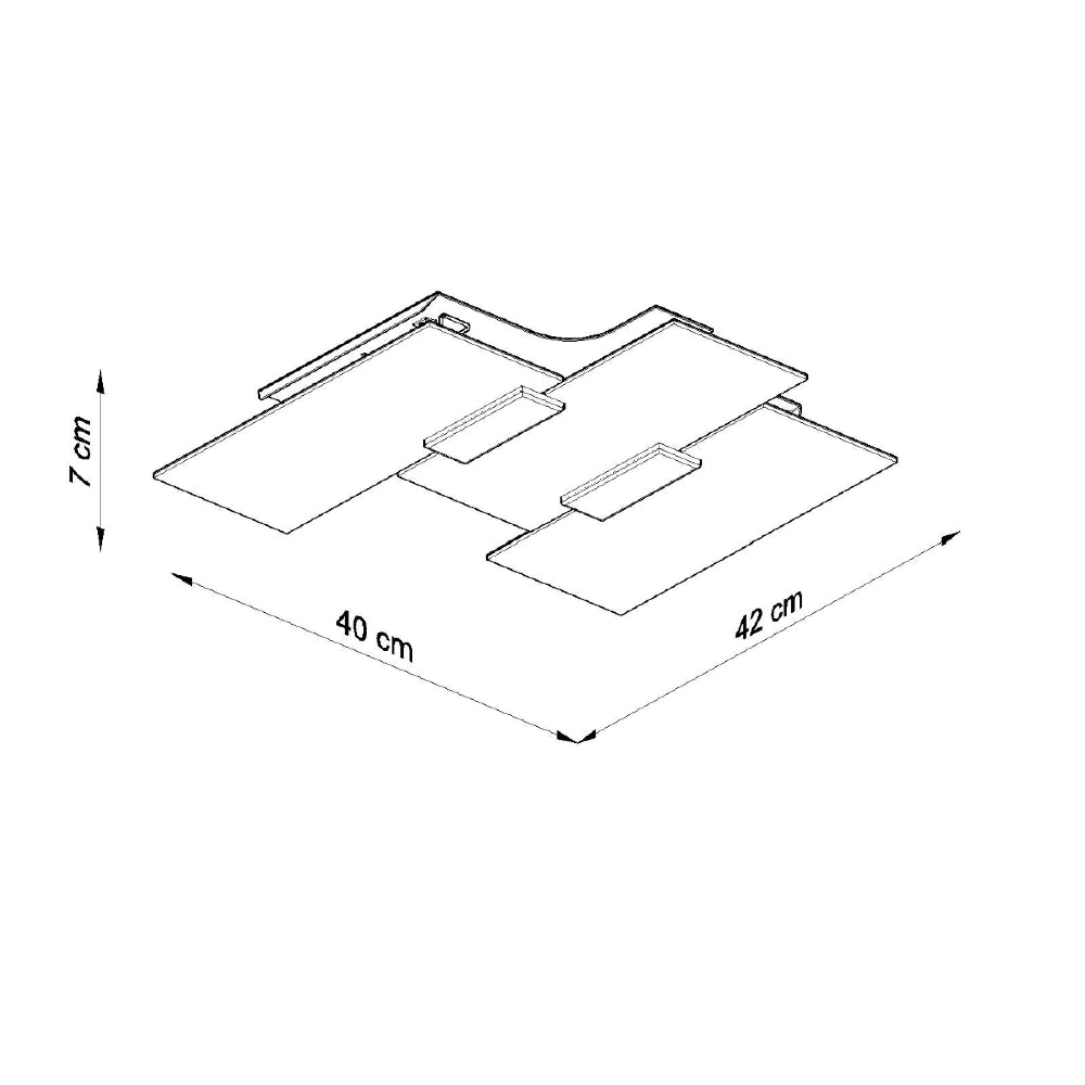 Plafondlamp Fabiano Sollux Zilver, Wit LxBxH 37x37x19 Metaal, Glas Nnb