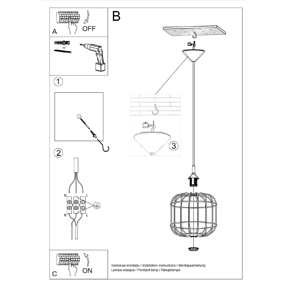 Hanglamp Celta Sollux Wit LxBxH 33x33x33 Metaal Nnb