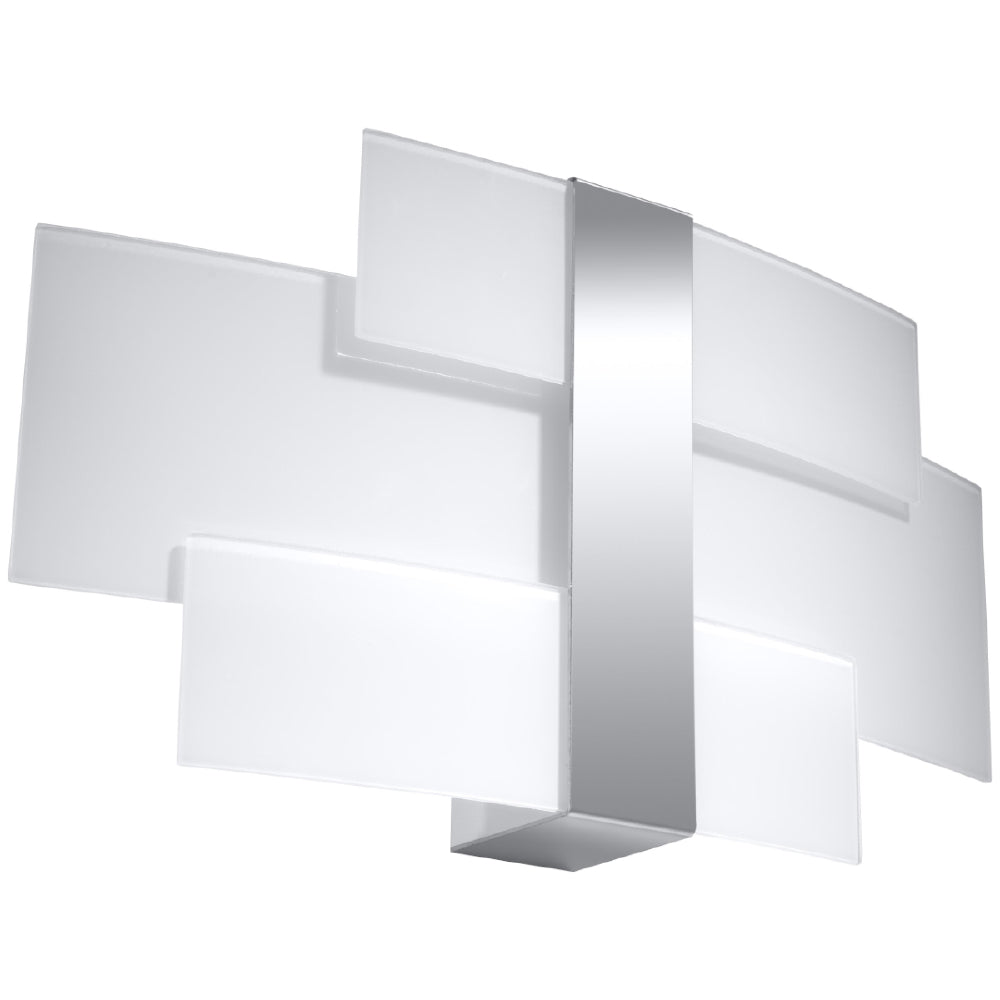 Wandlamp Celia Sollux Zilver, Wit LxBxH 40x20x15 Metaal, Glas Nnb