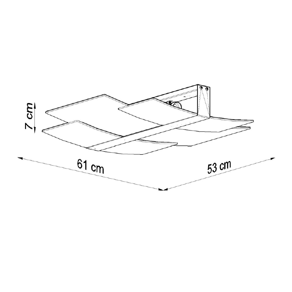 Plafondlamp Celia Sollux Zilver, Wit LxBxH 63x33x15 Metaal, Glas Nnb