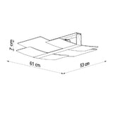 Plafondlamp Celia Sollux Zilver, Wit LxBxH 63x33x15 Metaal, Glas Nnb