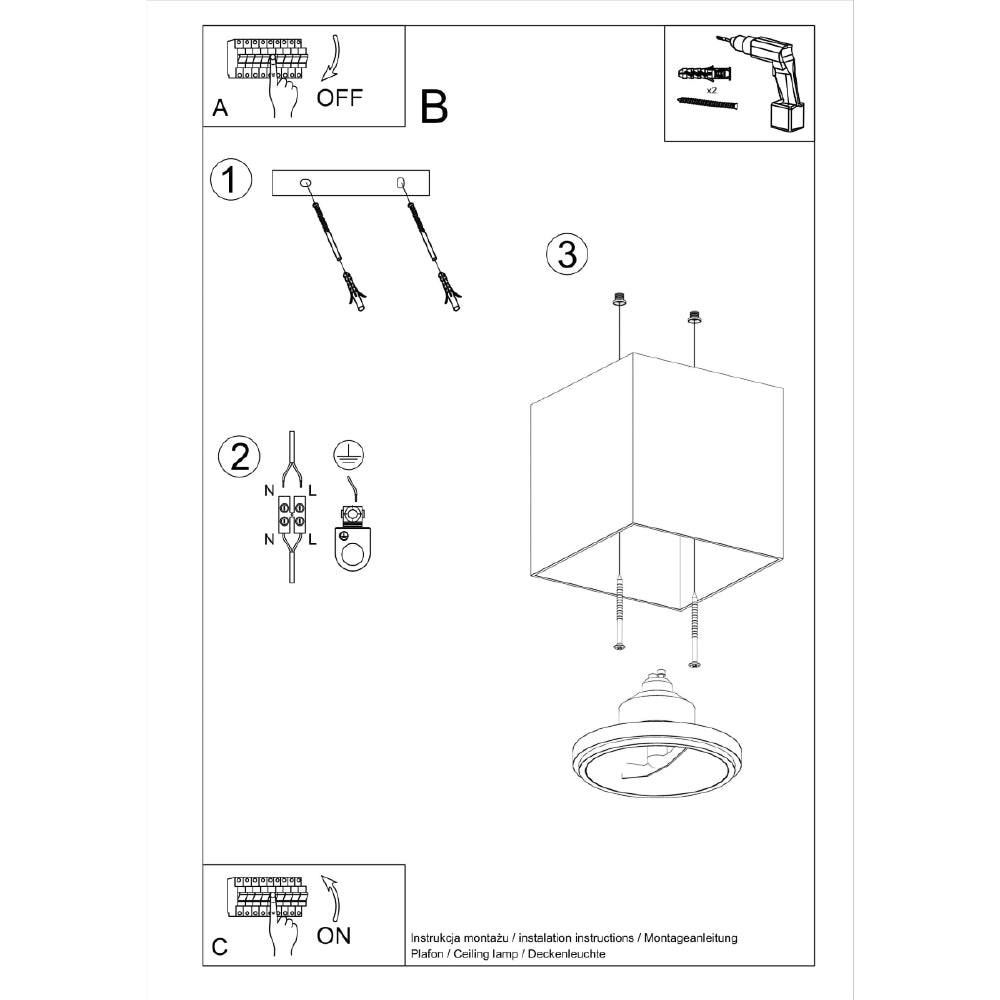 Plafondlamp Blake Sollux Wit LxBxH 13x13x13 Aluminium Nnb
