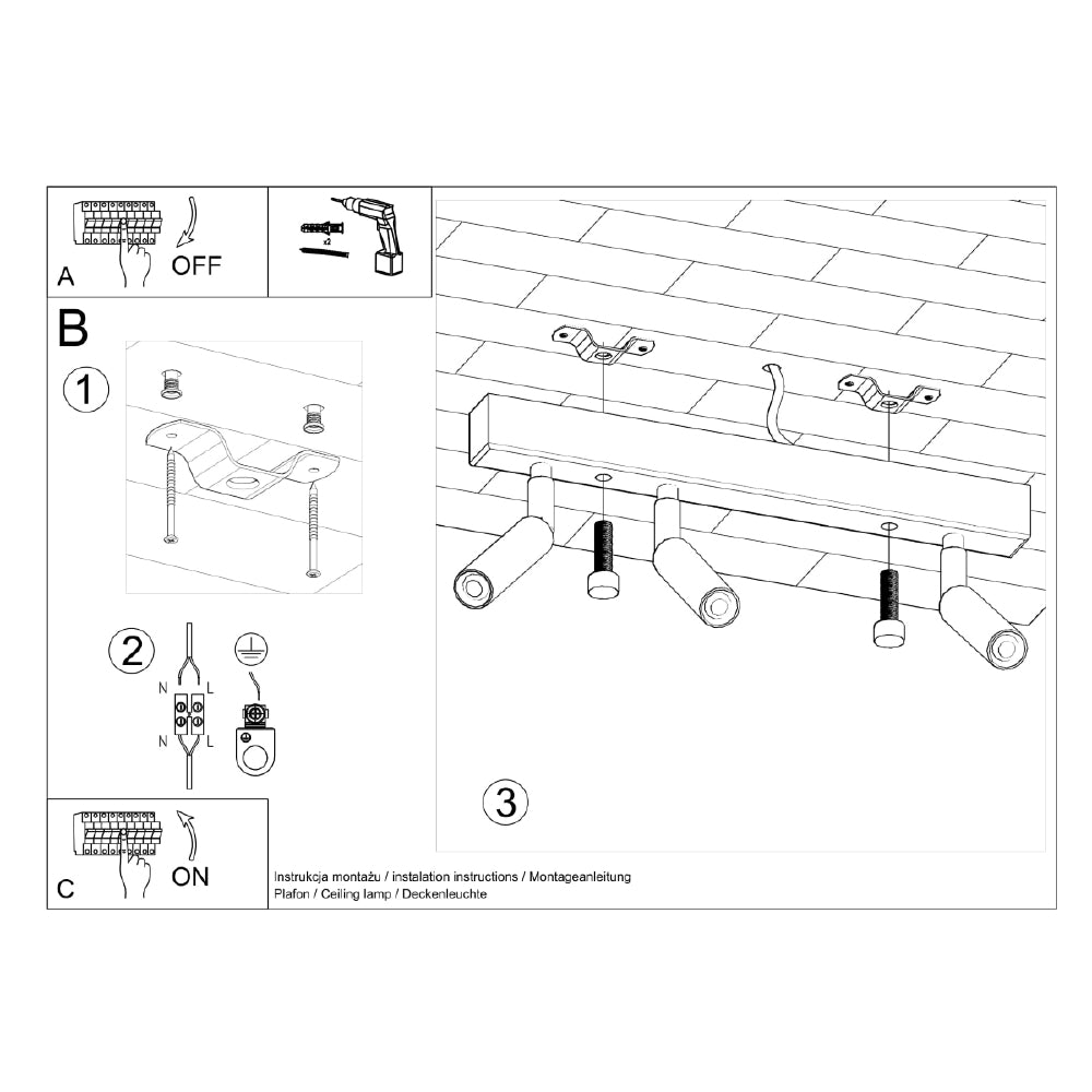 Plafondlamp Eyetech Sollux Zwart Metaal Nnb