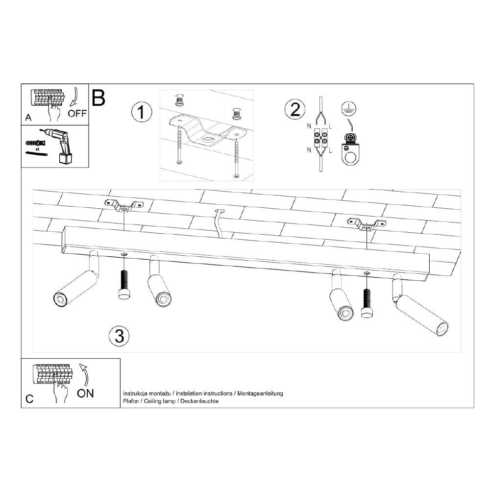 Plafondlamp Eyetech Sollux Zwart Metaal Nnb