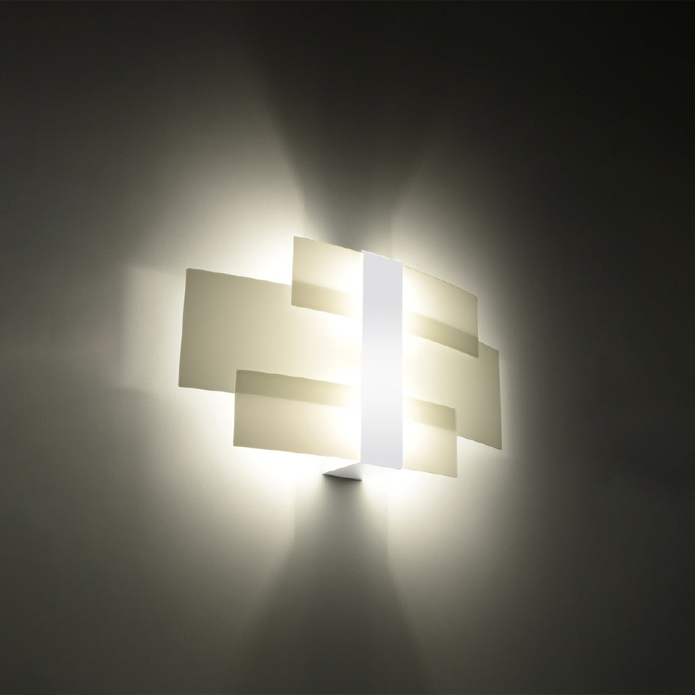 Wandlamp Celia Sollux Wit LxBxH 40x20x15 Metaal, Glas Nnb