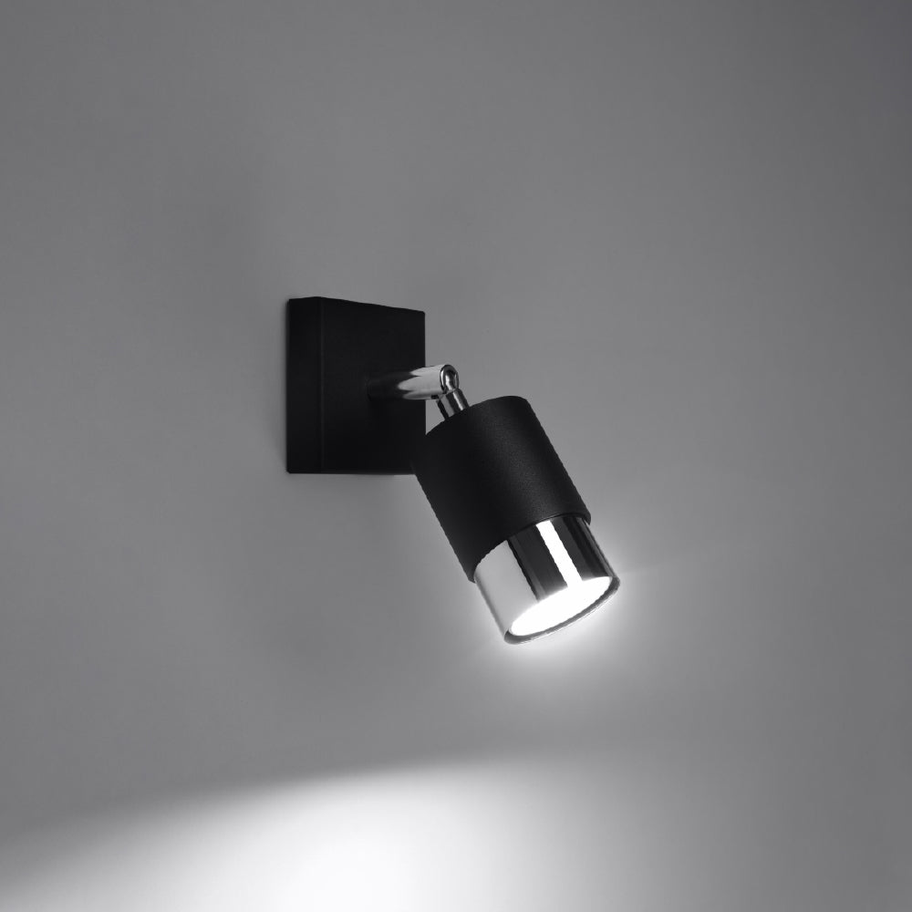 Wandlamp Nero Sollux Zwart, Zilver LxBxH 11x11x18 Metaal Nnb