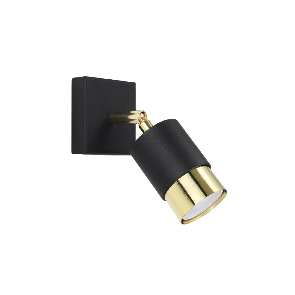 Wandlamp Nero Sollux Zwart, Goud LxBxH 11x11x18 Metaal Nnb
