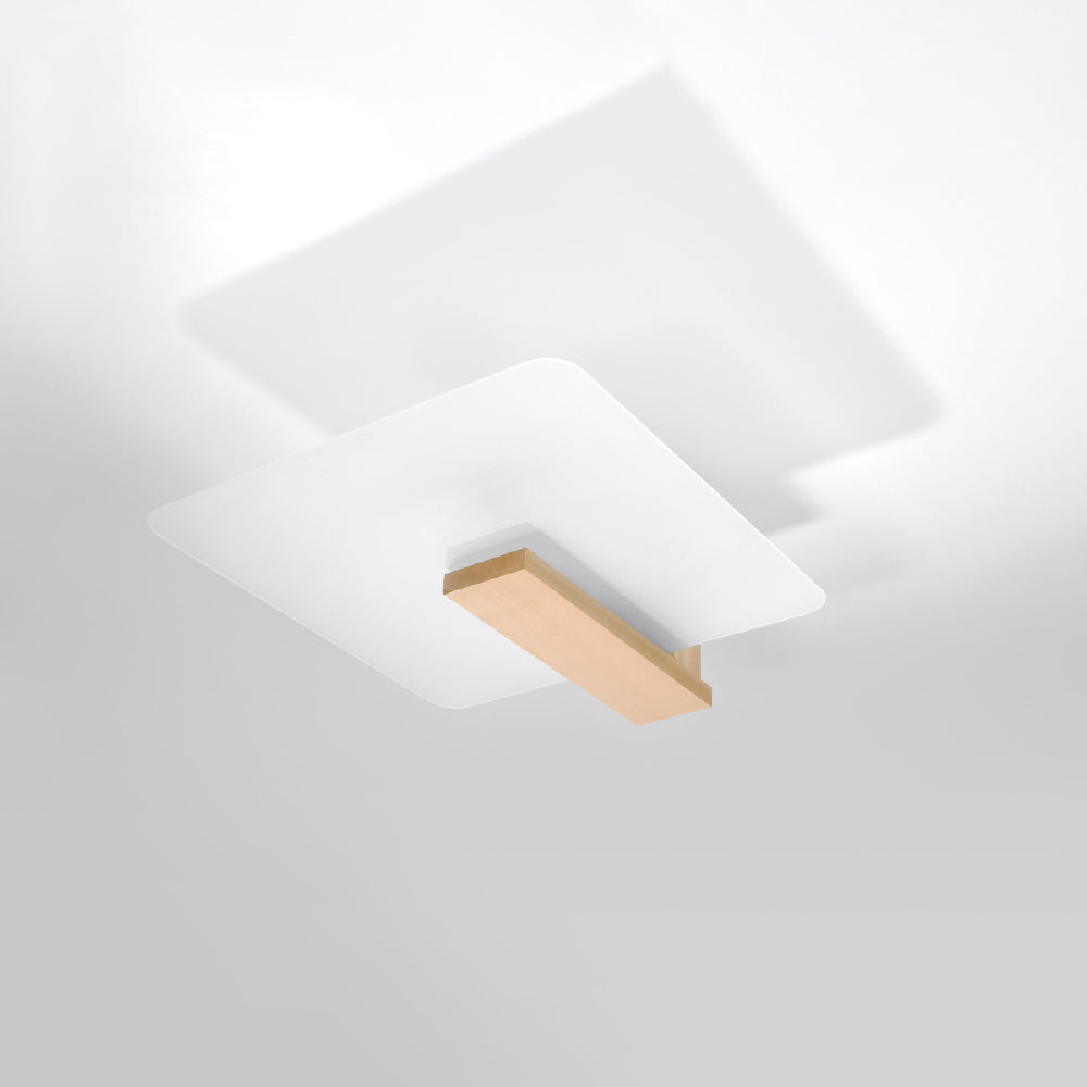 Plafondlamp Lappo Sollux Naturel LxBxH 48x48x20 Hout, Glas Nnb