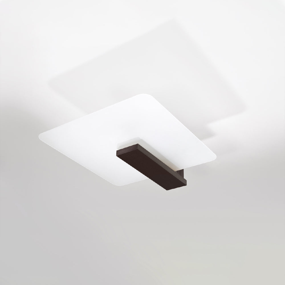 Plafondlamp Lappo Sollux wenge LxBxH 48x48x20 Hout, Glas Nnb
