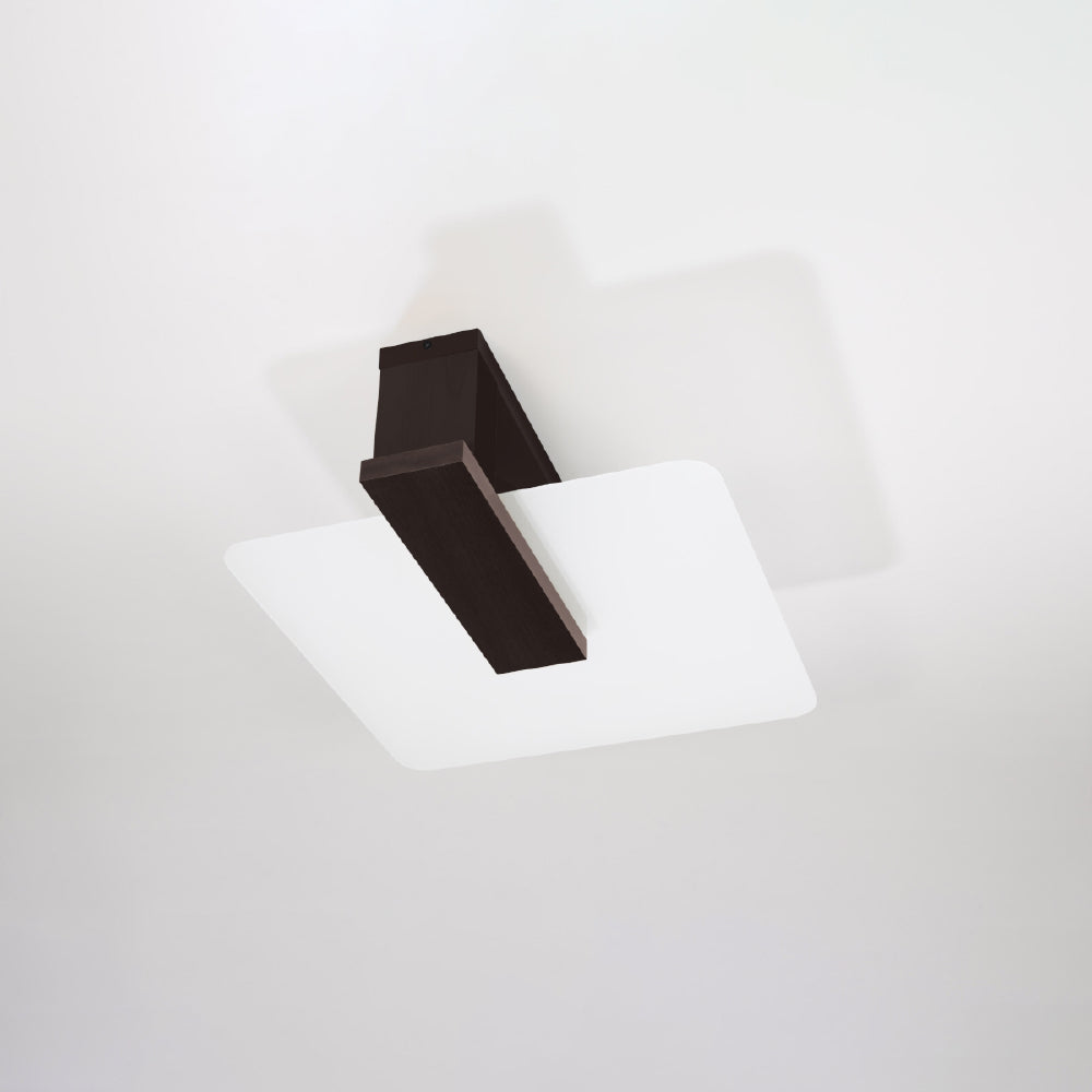 Plafondlamp Lappo Sollux wenge LxBxH 48x48x20 Hout, Glas Nnb