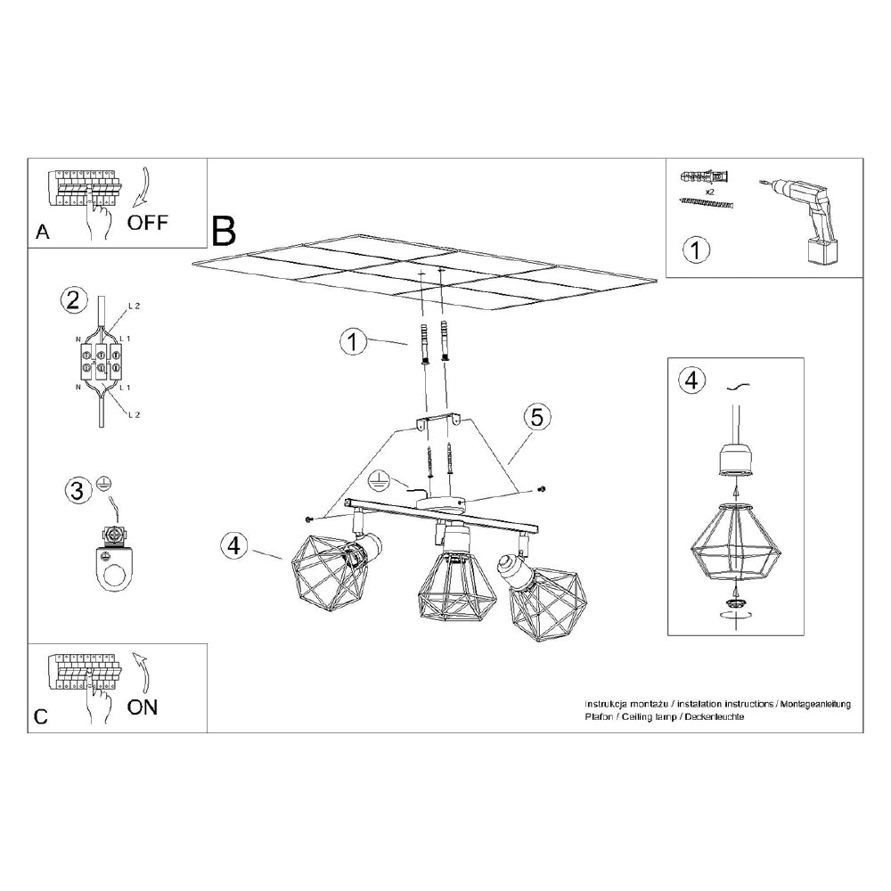 Plafondlamp Artemis Sollux Wit LxBxH 50x20x12 Metaal Nnb