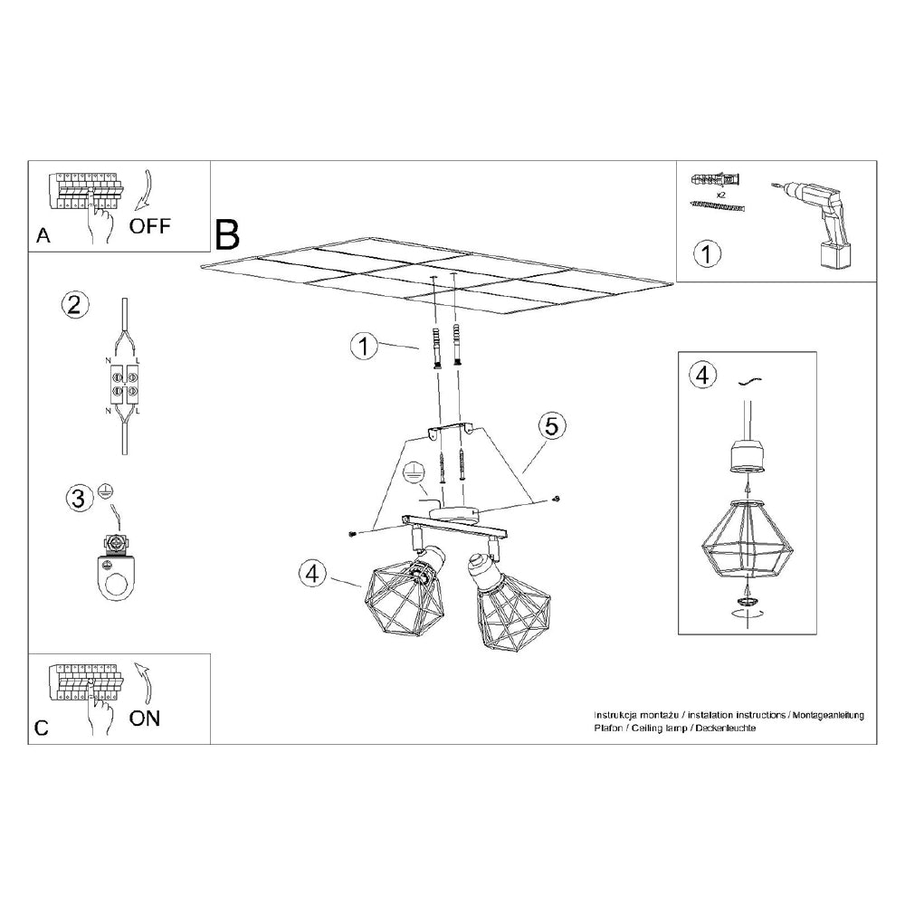 Plafondlamp Artemis Sollux Zwart LxBxH 31x14x14 Metaal Nnb