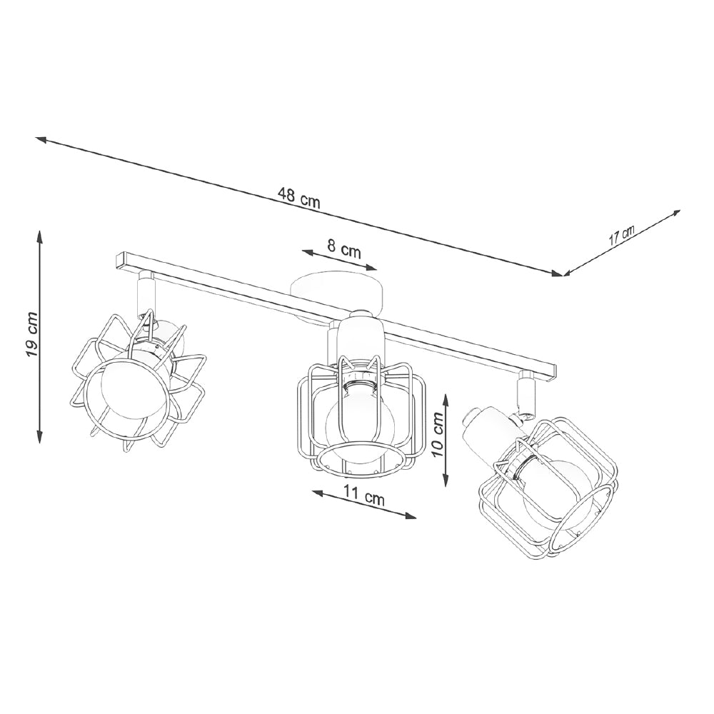 Plafondlamp Beluci Sollux Zwart LxBxH 50x20x12 Metaal Nnb
