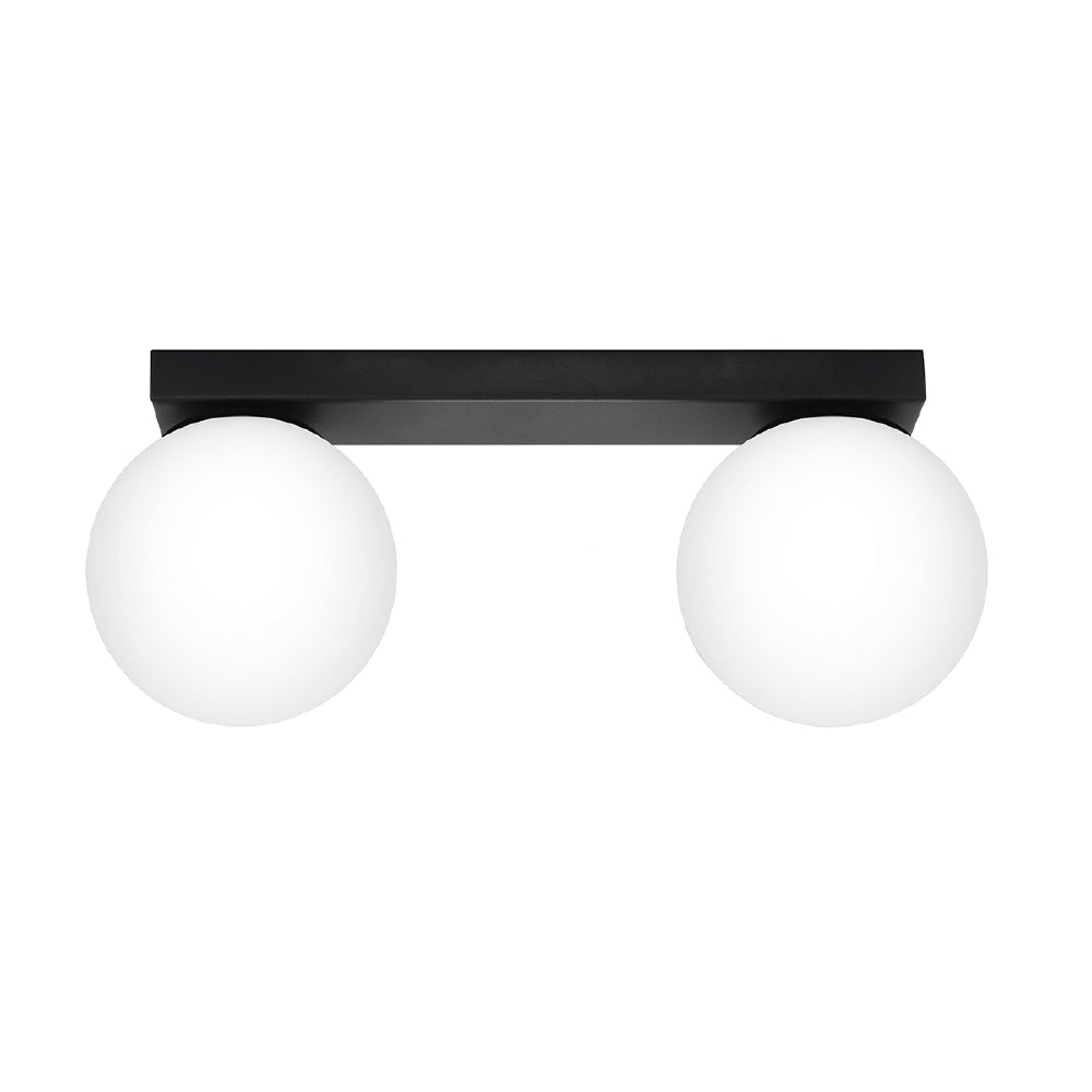 Plafondlamp Yoli Sollux Zwart LxBxH 32x20x14 Metaal,Glas Nnb