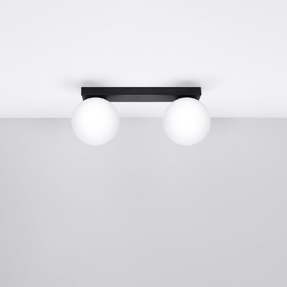 Plafondlamp Yoli Sollux Zwart LxBxH 32x20x14 Metaal,Glas Nnb