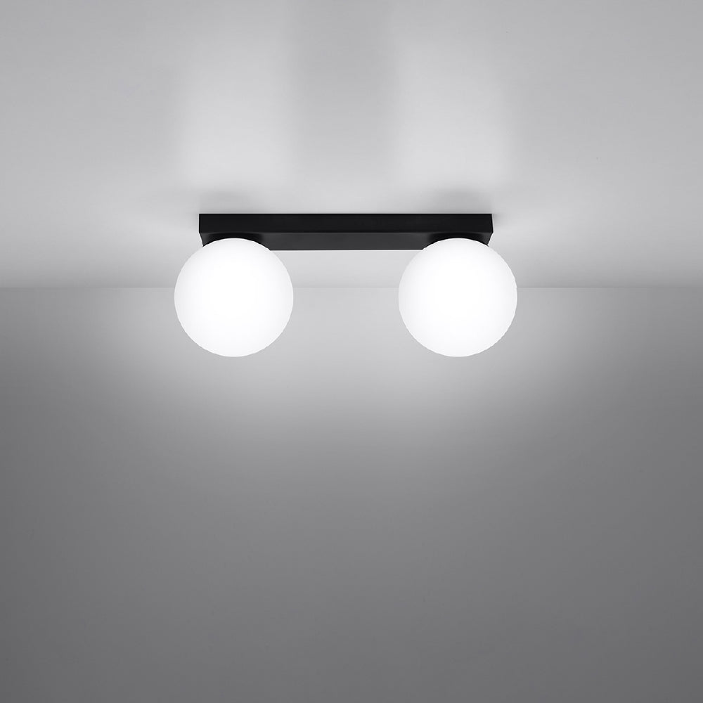 Plafondlamp Yoli Sollux Zwart LxBxH 32x20x14 Metaal,Glas Nnb