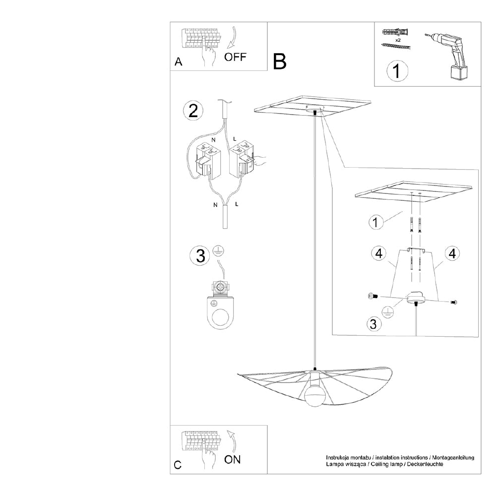 Hanglamp Eskola Thoro Zwart LxBxH 72x72x15 Metaal Nnb