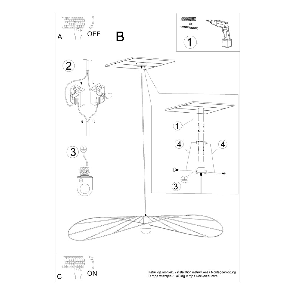 Hanglamp Eskola Thoro Zwart LxBxH 142x142x20 Metaal Nnb