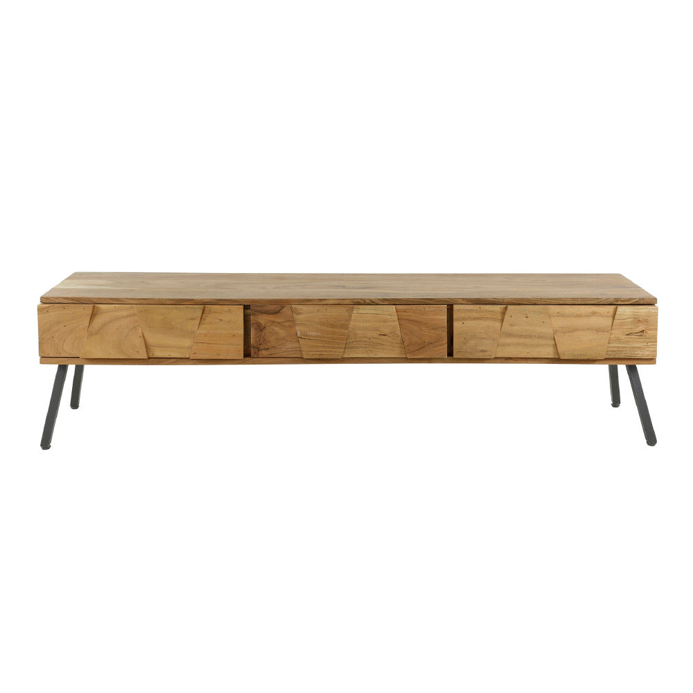 TV Meubel Alonzo chiQago Massief acacia naturel LxBxH 183x45x25 Acaciahout Nnb