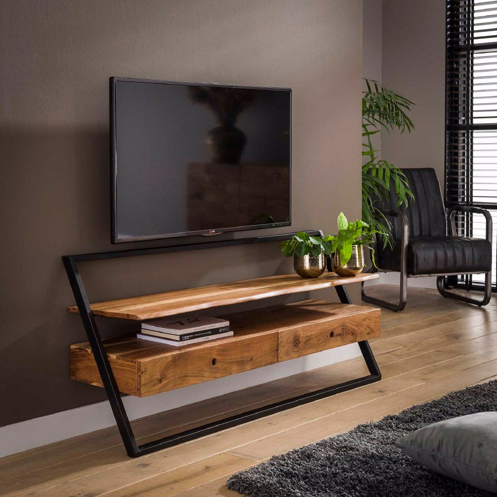 TV Meubel Elba chiQago Massief acacia naturel LxBxH 147x74x22 Acaciahout Nnb