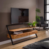 TV Meubel Elba chiQago Massief acacia naturel LxBxH 147x74x22 Acaciahout Nnb
