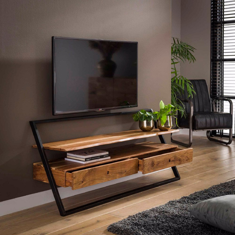 TV Meubel Elba chiQago Massief acacia naturel LxBxH 147x74x22 Acaciahout Nnb