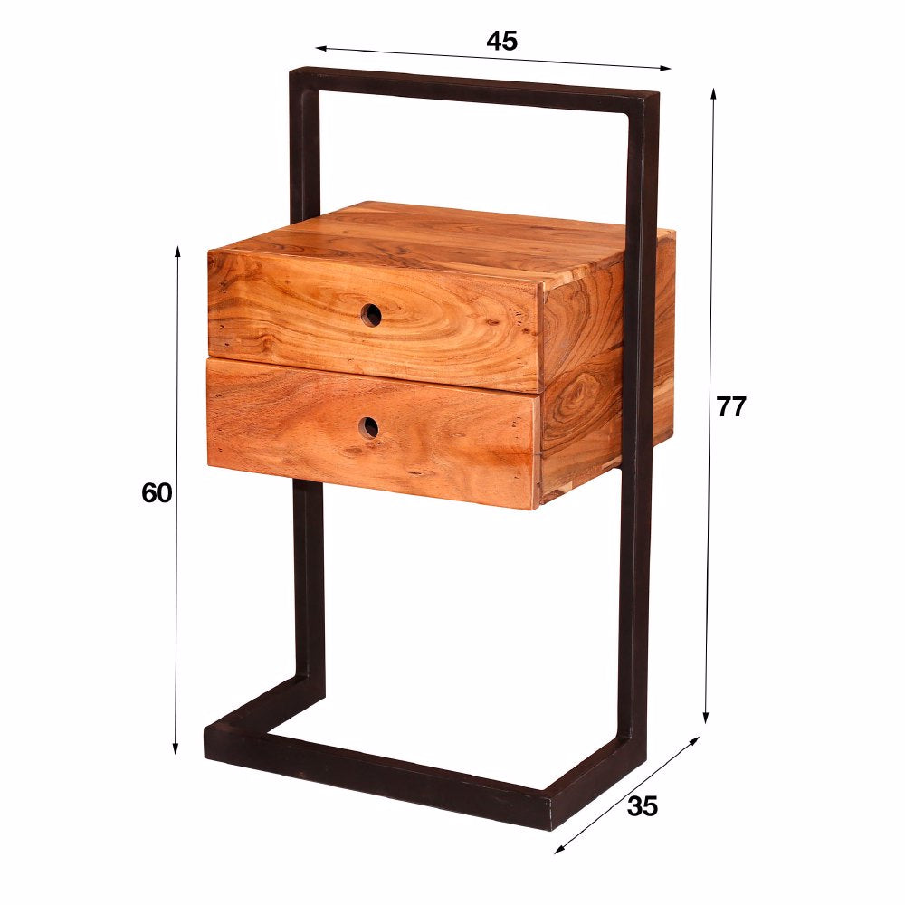 Nachtkastje Forrest chiQago Massief acacia naturel LxBxH 82x50x30 Acaciahout Nnb