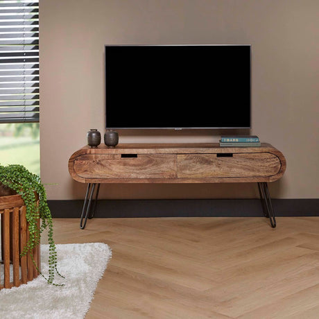 TV Meubel Greco chiQago Massief mango zandkleur LxBxH 141x41x27 Mangohout Nnb