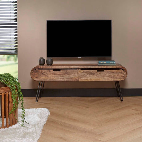 TV Meubel Greco chiQago Massief mango zandkleur LxBxH 141x41x27 Mangohout Nnb