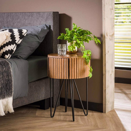Nachtkastje Barton chiQago Massief mango zandkleur LxBxH 45x45x30 Mangohout Nnb