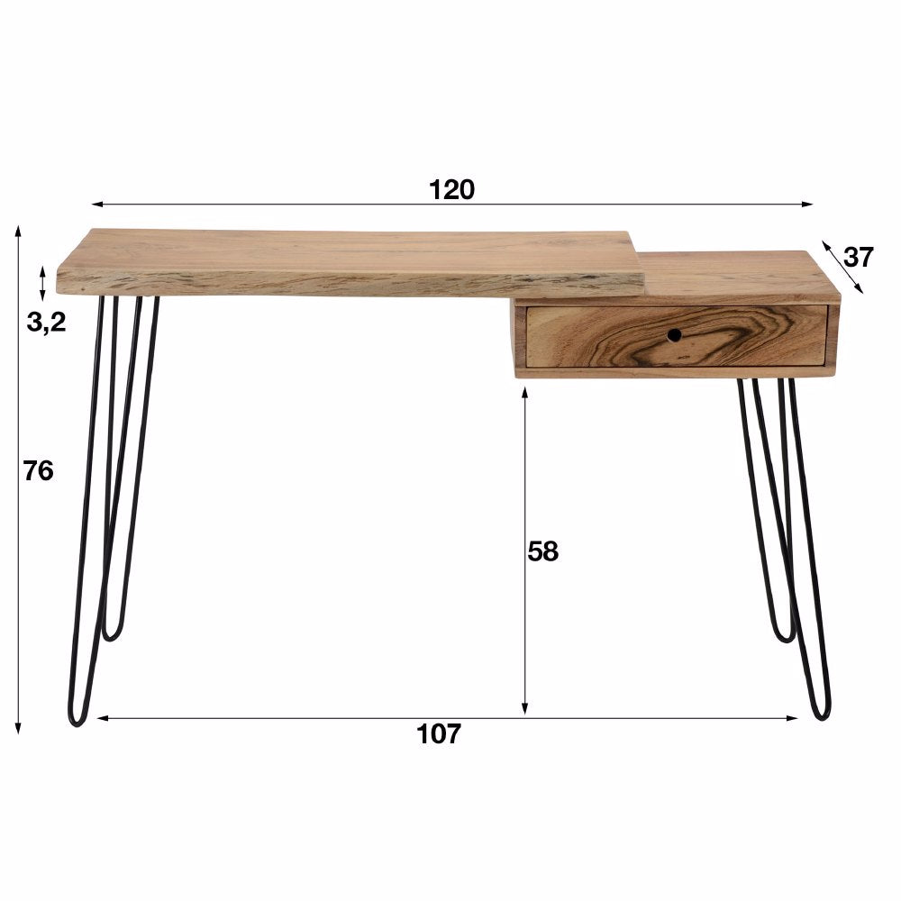 Kaptafel Elio chiQago Massief acacia naturel LxBxH 123x40x20 Acaciahout Nnb