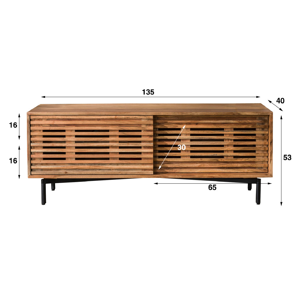 TV Meubel Danube chiQago Massief acacia naturel LxBxH 144x49x49 Acaciahout Nnb