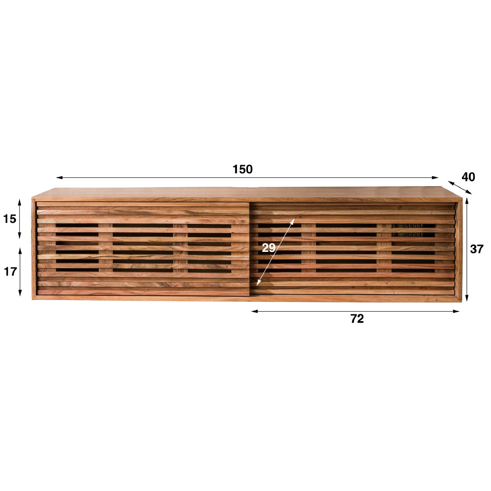 TV Meubel Danube chiQago Massief acacia naturel LxBxH 158x50x42 Acaciahout Nnb