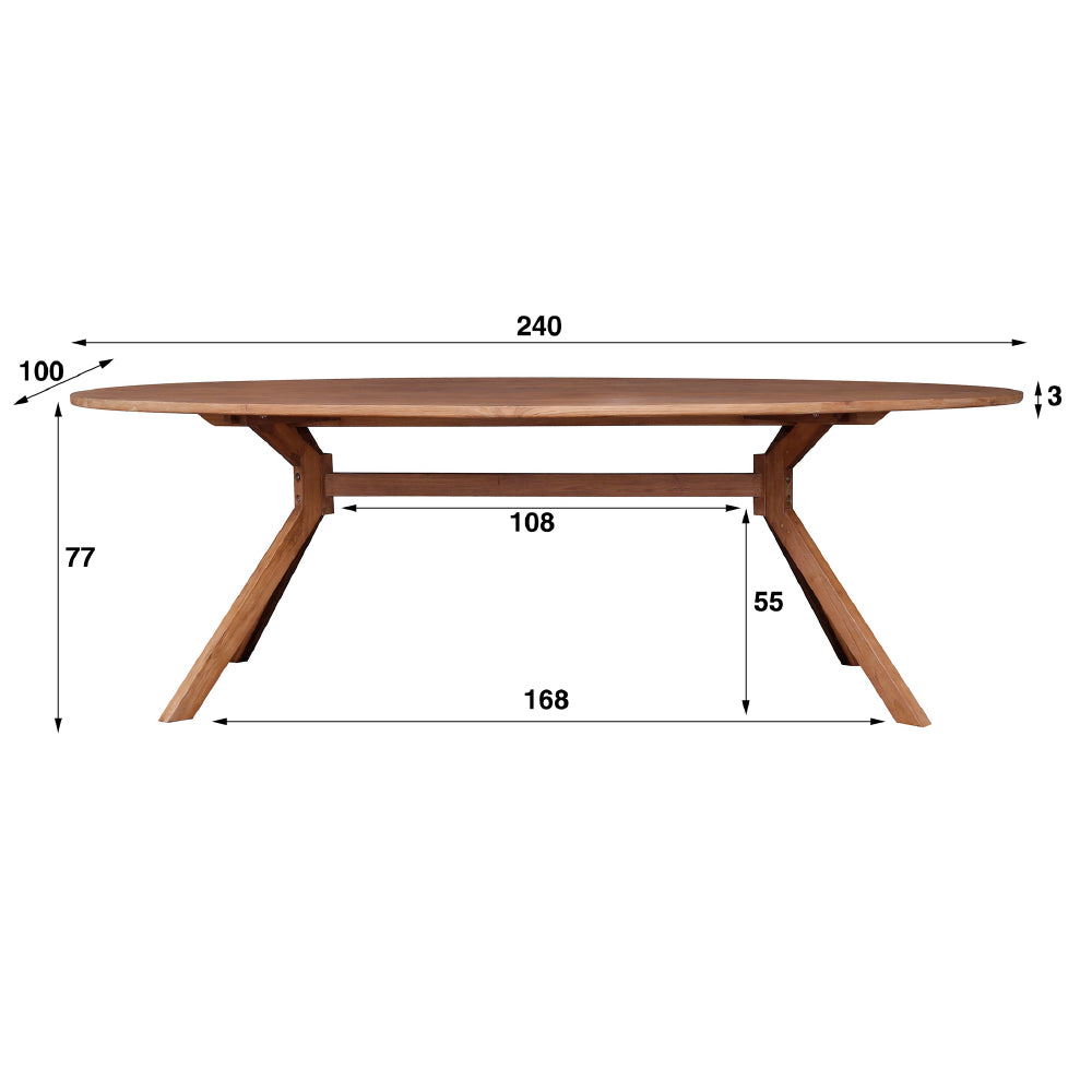 Eettafel Percy chiQago Massief gerecycled teakhout Teakhout Nnb