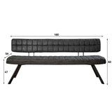 Eetkamerbank Paxton chiQago Wax PU zwart LxBxH 186x44x22 Wax PU zwart Nnb