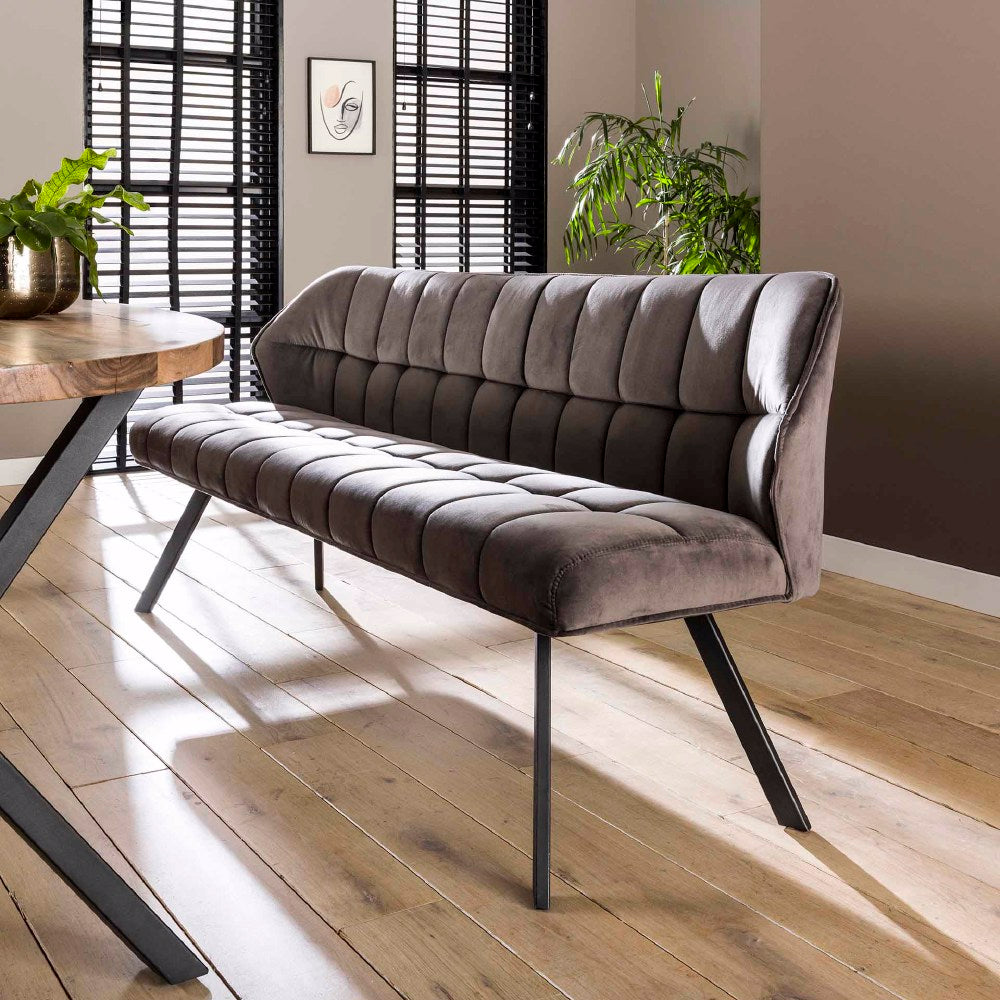Eetkamerbank Baxter chiQago Antraciet velours LxBxH 196x81x58 Antraciet velours Nnb