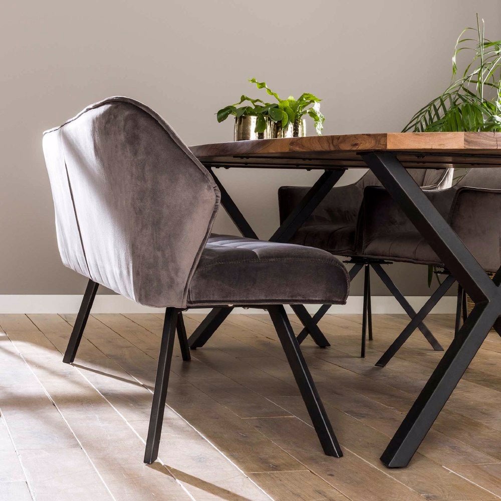 Eetkamerbank Baxter chiQago Antraciet velours LxBxH 196x81x58 Antraciet velours Nnb