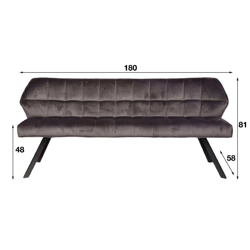 Eetkamerbank Baxter chiQago Antraciet velours LxBxH 196x81x58 Antraciet velours Nnb