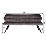 Eetkamerbank Baxter chiQago Antraciet velours LxBxH 196x81x58 Antraciet velours Nnb