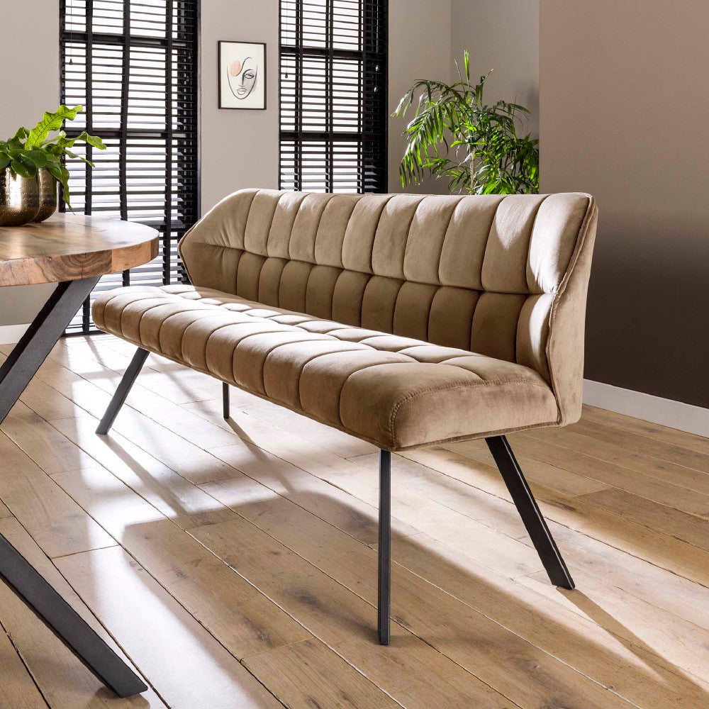 Eetkamerbank Baxter chiQago Champagne velours LxBxH 190x60x48 Champagne velours Nnb