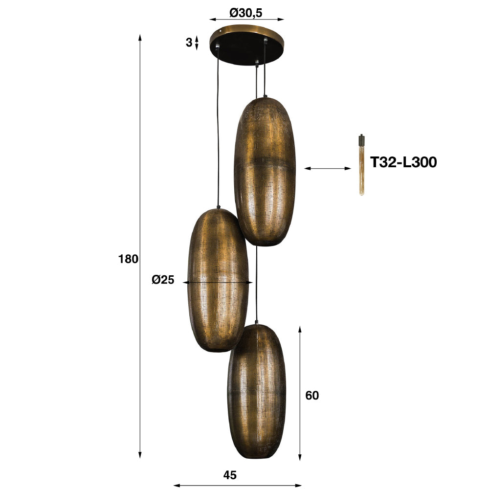 Hanglamp Leland chiQago Brons antiek LxBxH 80x68x32 Brons antiek Nnb