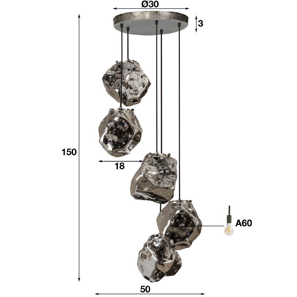 Hanglamp Holden chiQago Chromed glas LxBxH 79x55x36 Chromed glas Nnb