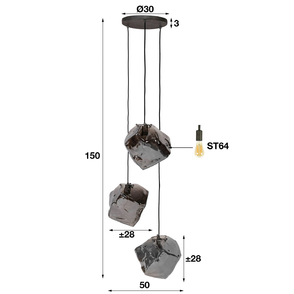 Hanglamp Holden chiQago Chromed glas LxBxH 91x41x37 Chromed glas Nnb