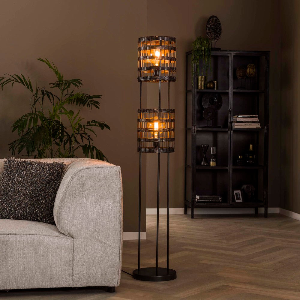 Vloerlamp Thurston chiQago Zwart nikkel LxBxH 172x35x35 Zwart nikkel Nnb