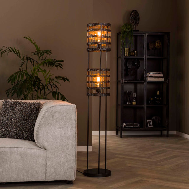 Vloerlamp Thurston chiQago Zwart nikkel LxBxH 172x35x35 Zwart nikkel Nnb